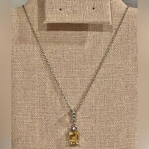 Sterling Silver Citrine Pendant Necklace 925